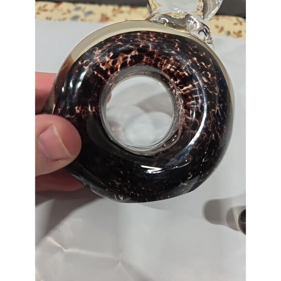 2- Vintage Murano? Glass Ducks Birds Paperweights Black Purple Clear‎ MCM Home - Picture 9 of 9